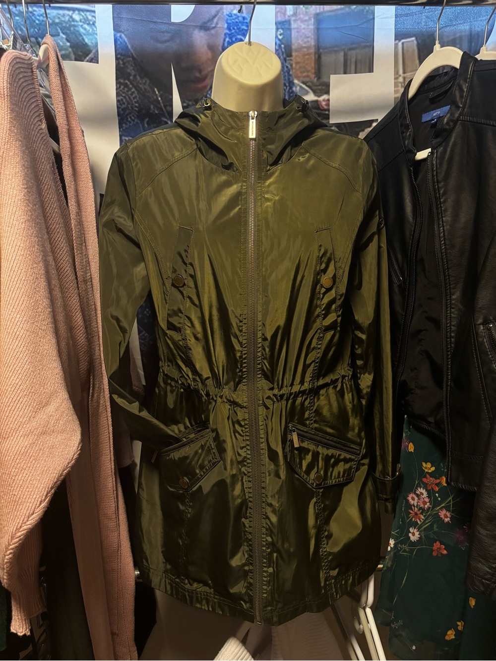 Olive Green Rain Jacket - Women